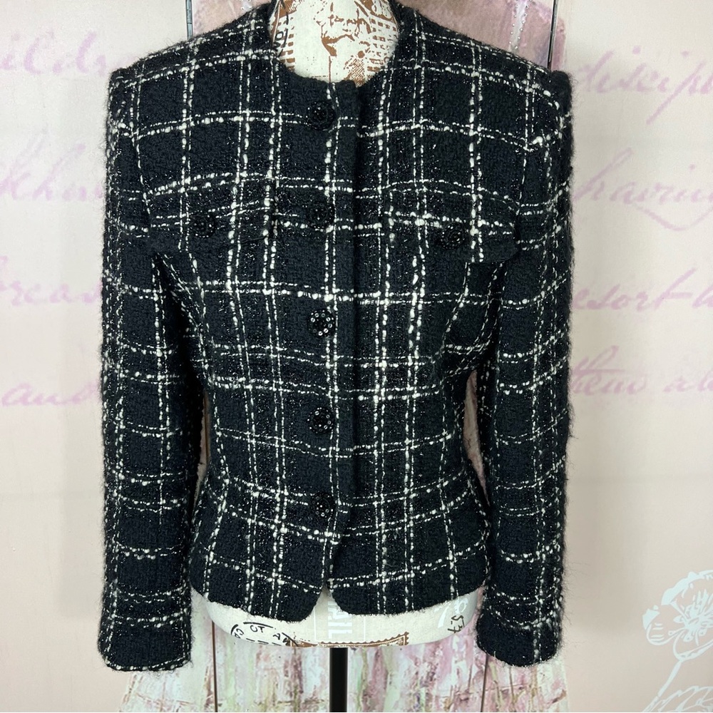 Albert Nipon Tweed Wool Blend Blazer Business Jac… - image 1